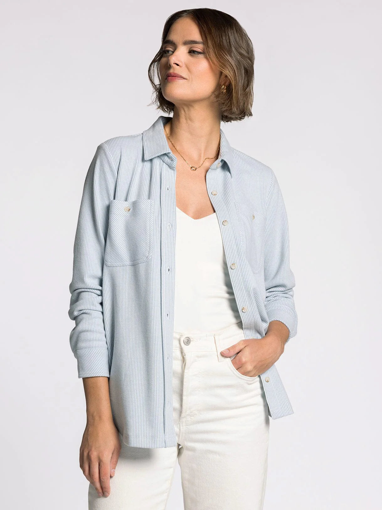 Lewis Button Up Shirt Light Blue Stripe