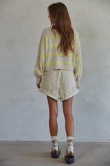 Rowan Striped Sweater Top Natural Lime