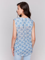 Printed Chest Pocket Sleeveless Top Tapestry