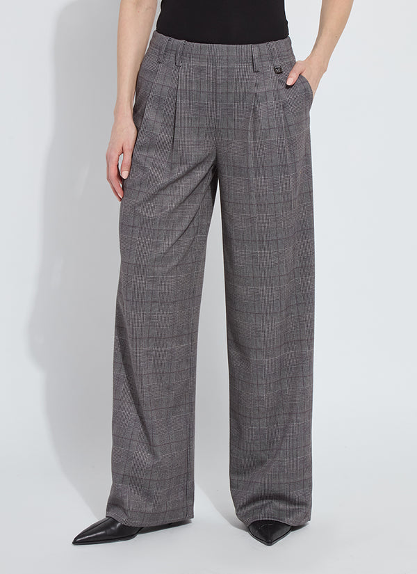 Darcy Pleated Wide Leg Ponte Trouser London Glen Plaid