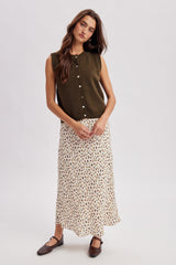 Ditsy Floral Midi Skirt Cream + Chocolate