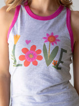 Love Flower Ringer Tank Grey