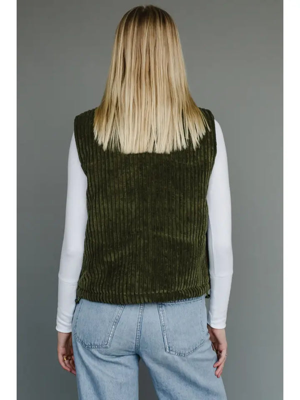 Zipper Corduroy Vest Cream