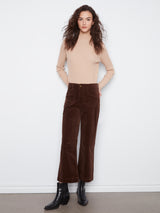 Cropped Wide Leg Patch Pocket Corduroy Pants Coffee