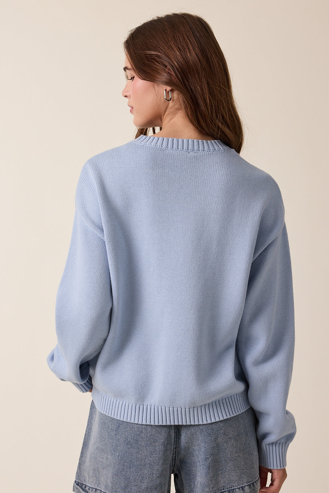 Mallard Duck Knit Sweater Dusty Blue