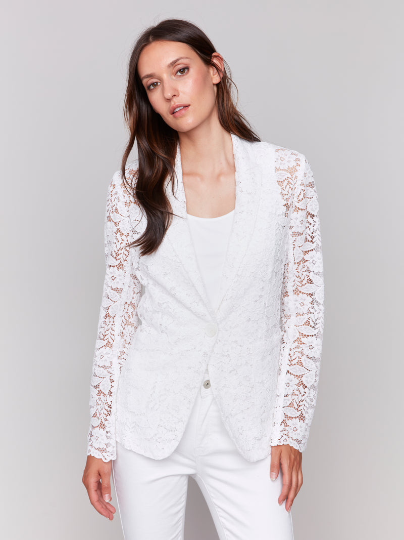 Lace Blazer White