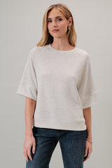 Crew Neck 3/4 Sleeve Raglan Top Heather Grey