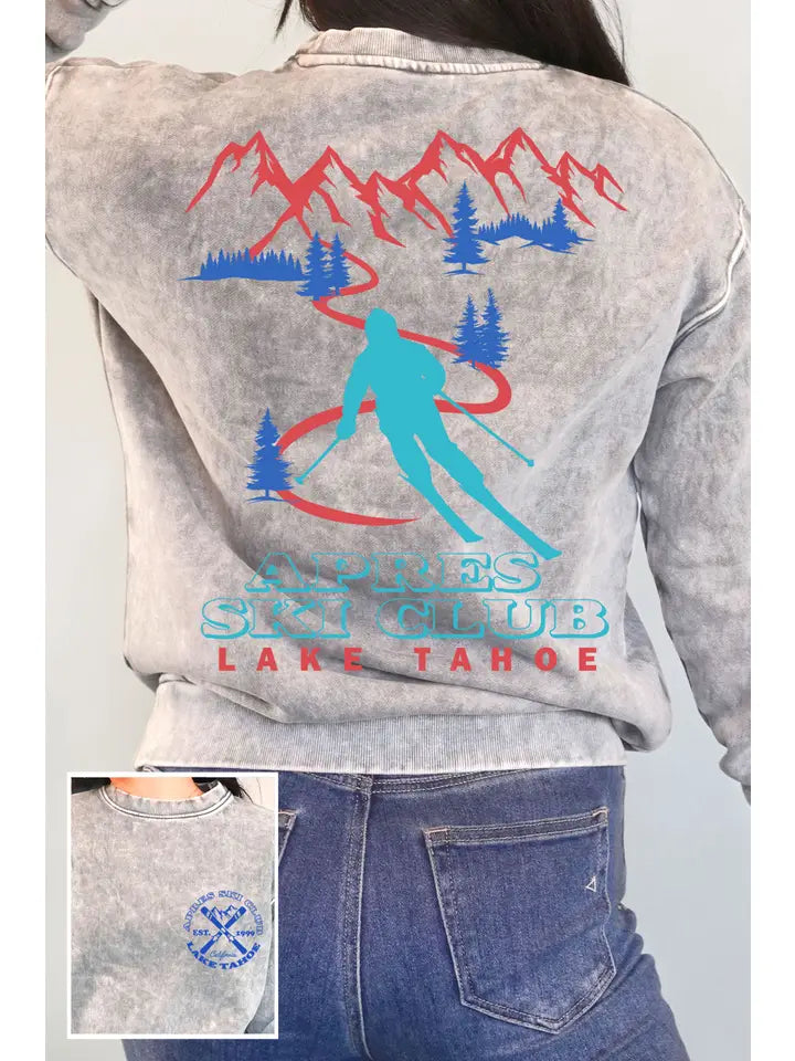 Apres Ski Lake Tahoe Mineral Graphic Brushed Sweatshirt Grey