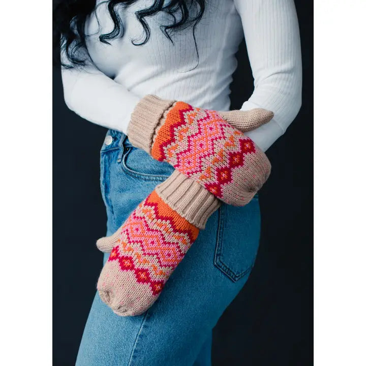 Mixed Diamond Patterned Mittens