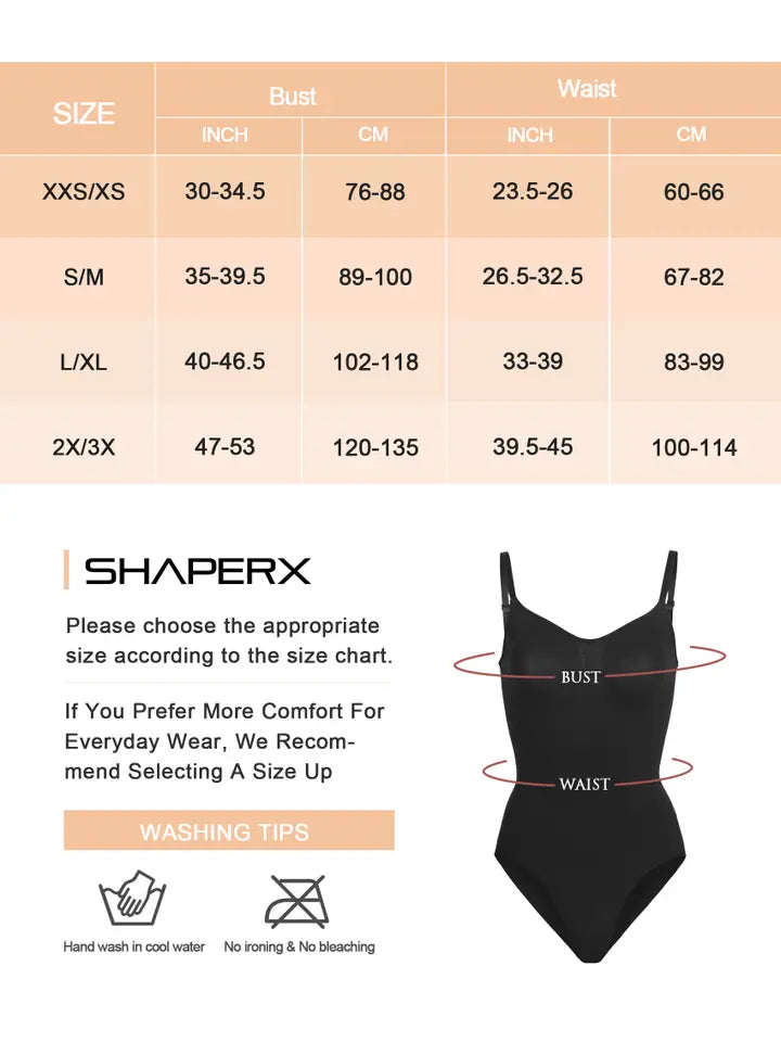 SHAPERX Tummy Control Shaperwear Butt Lift Seamless Bodysuit Beige