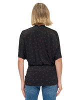 Polka Dot Gathered Bottom Top Black + Brown