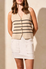 Horn Button Sweater Vest Safari