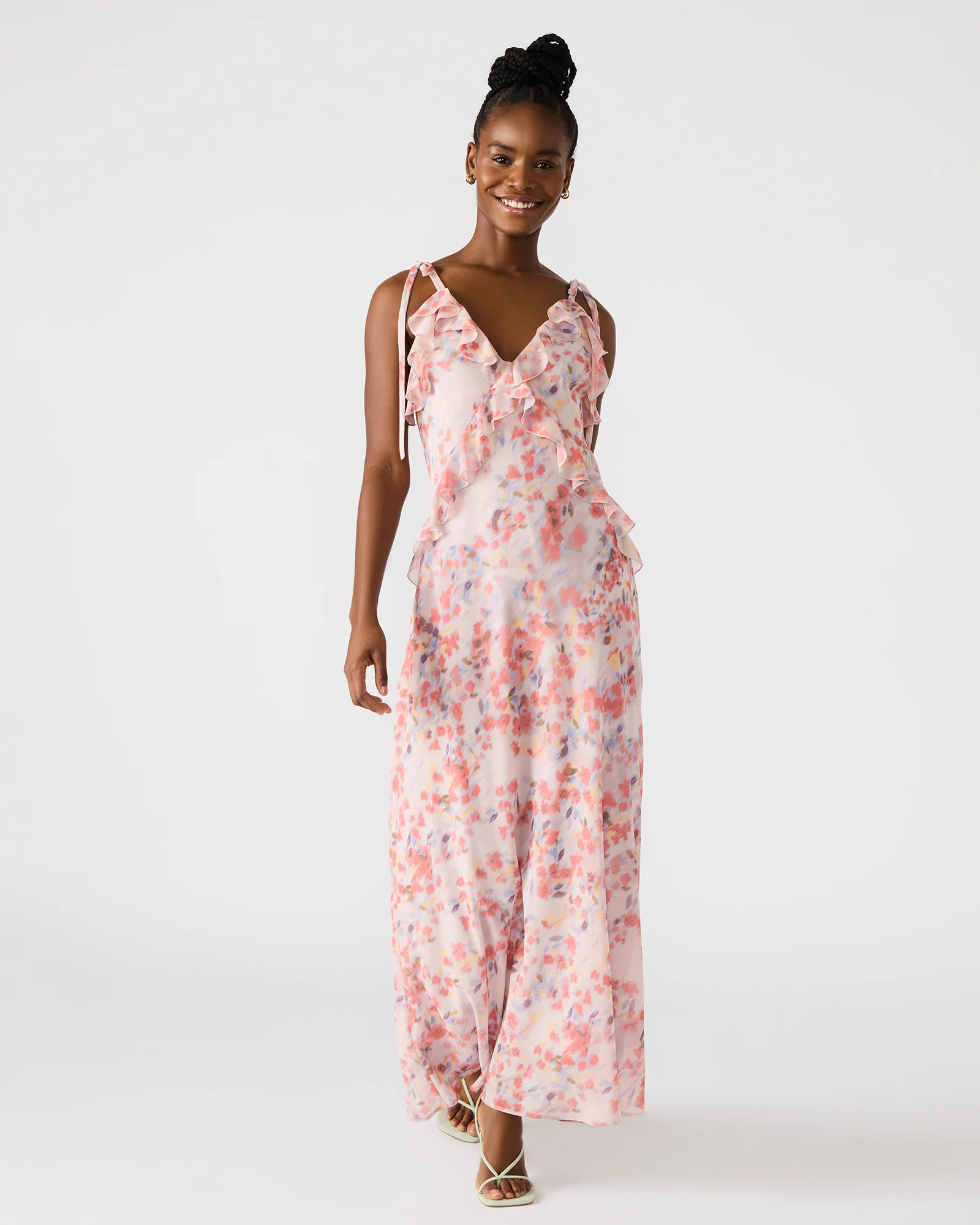 Adalina Sleeveless Ruffle Maxi Dress Dusty Lavender