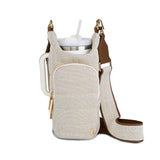 HydroBag Handle Crossbody Dark Oatmeal Canvas | Leather
