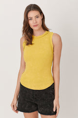 Exposed Seam Ribbed Tank Washed Lemon