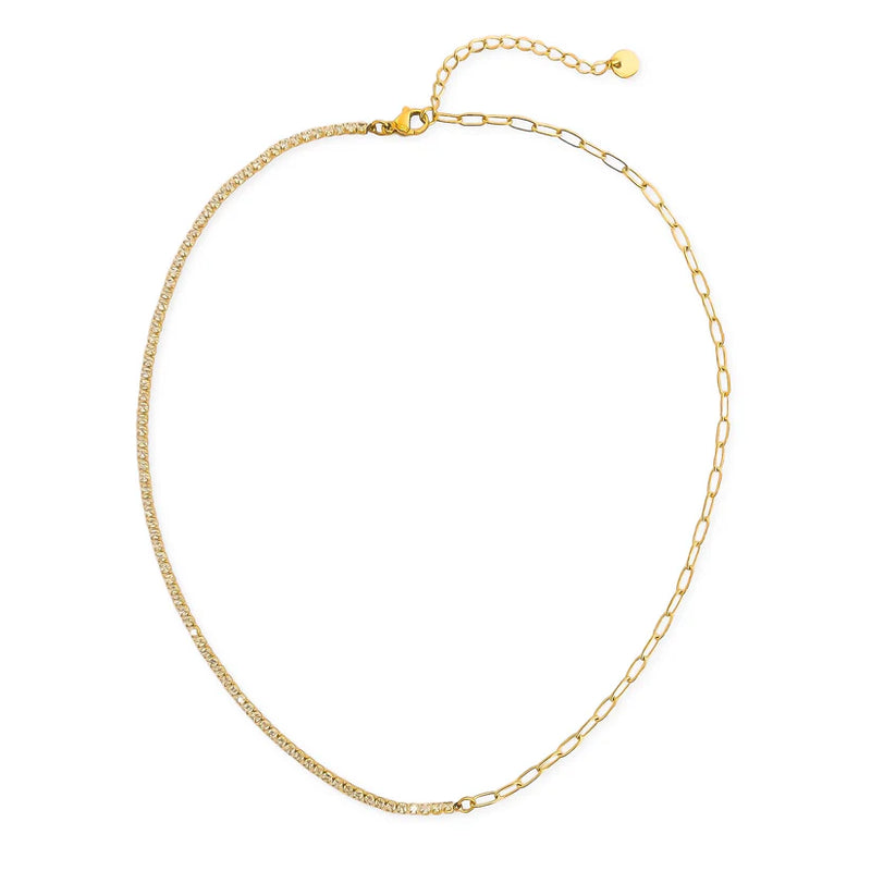 Water Resistant Paperclip 3mm CZ Mix Necklace