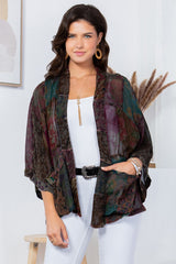 Multi Floral Patch Kimono Gravel