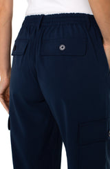 Hi Rise Cargo Crop Straight Pants Dark Navy