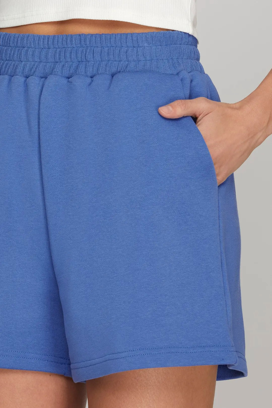 French Terry Elastic Waist Shorts Periwinkle