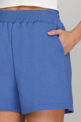 French Terry Elastic Waist Shorts Periwinkle