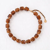 Chunky Square Beaded Necklace Brown