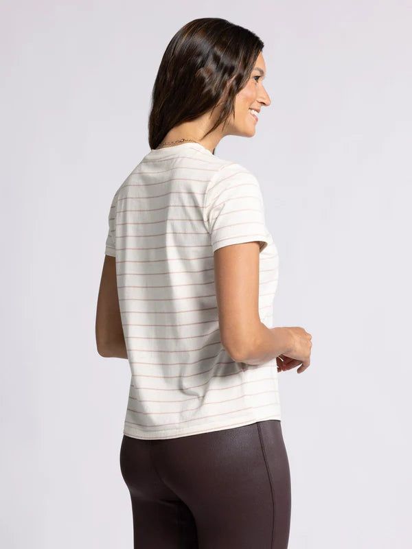 Asher Relaxed Fit Tee Ivory Rose Stripe