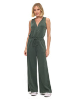 Scuba Zip Detail Drawstring Waist Jumpsuit Hunter