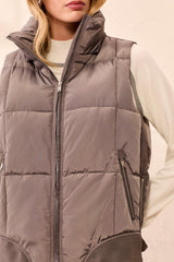 Removable Hood Quilted Puffer Vest Tornado