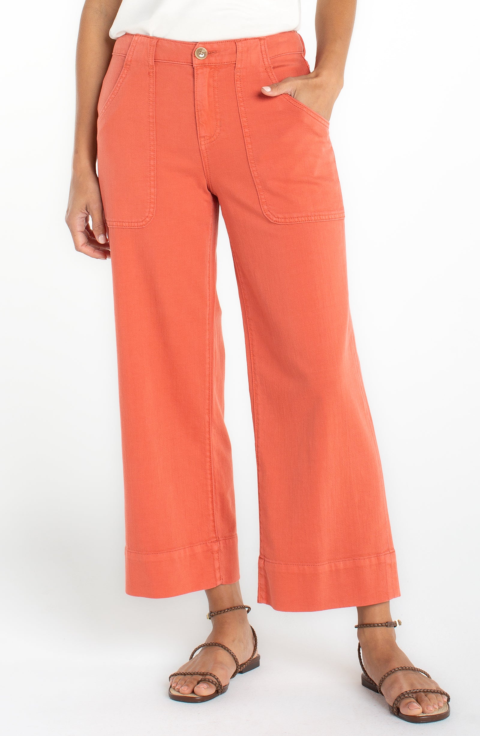 Stride Cargo Wide Leg Crop Pants Red Clay