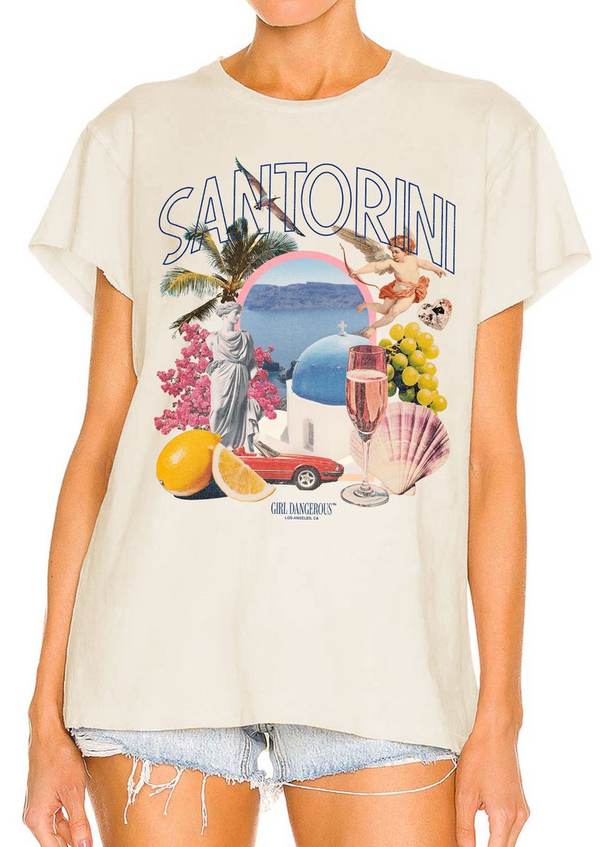Santorini Collage Vintage Tee Natural