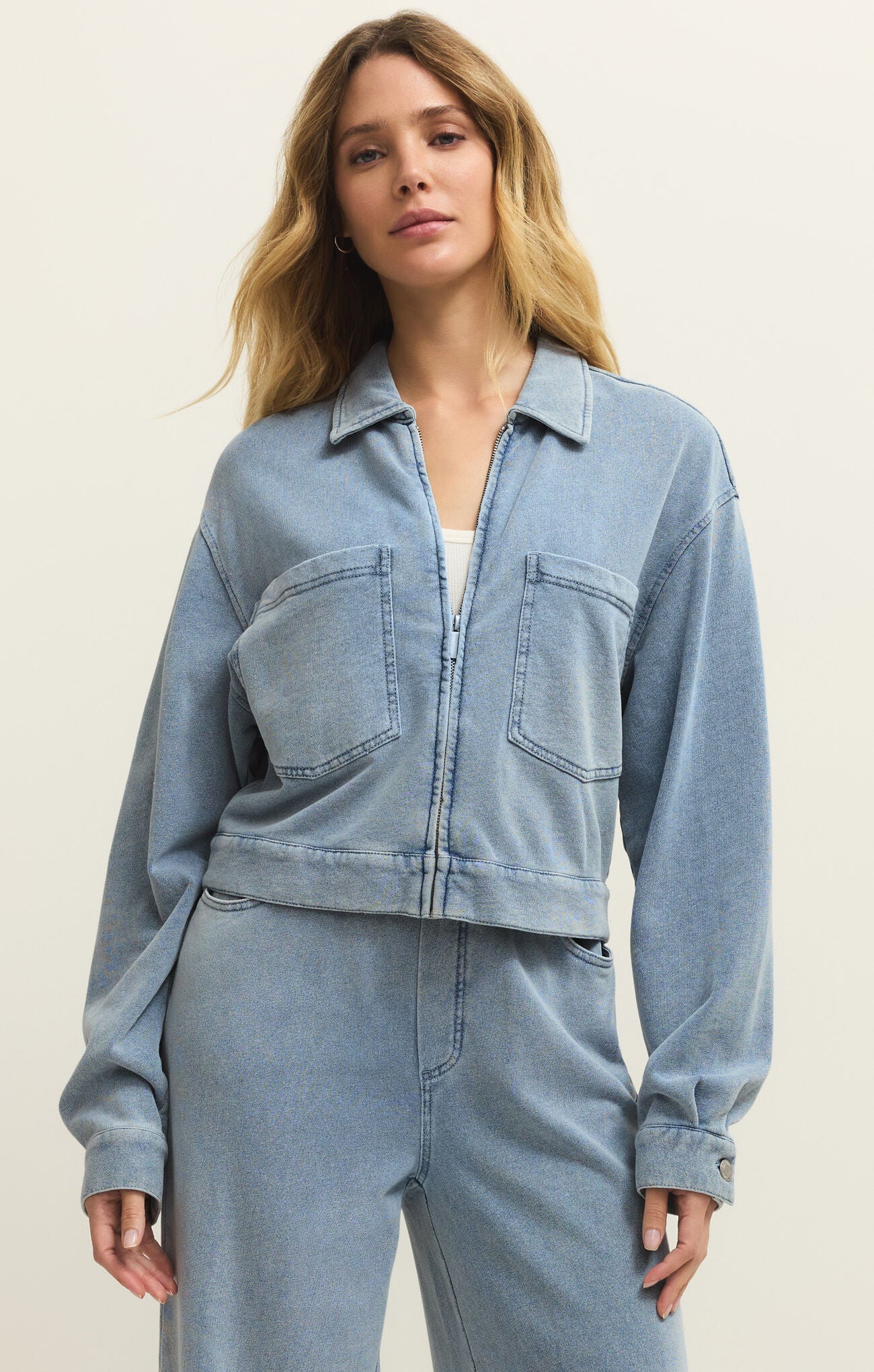 Heritage Knit Denim Jacket Ocean Air Indigo