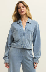 Heritage Knit Denim Jacket Ocean Air Indigo