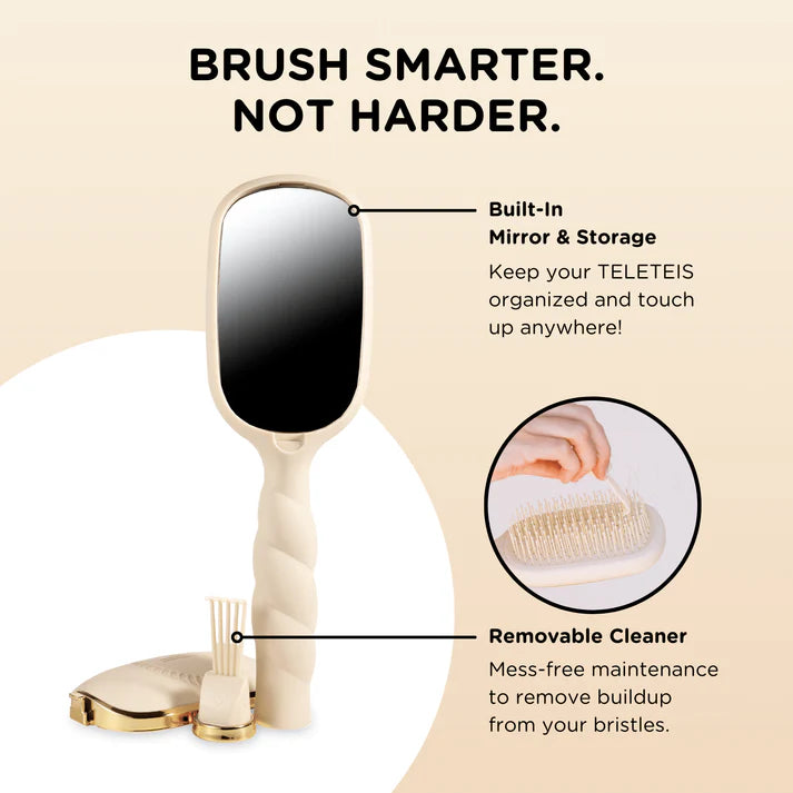 Teleties Hair Brush Tan Detangler - Thick Hair