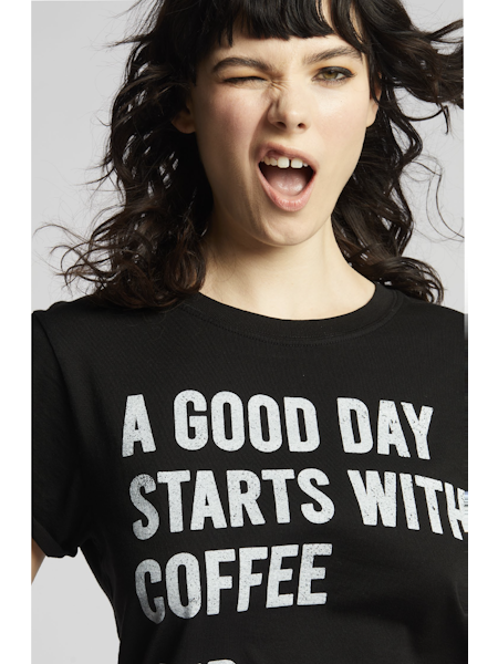A Good Day Starts With Coffee Tee Black