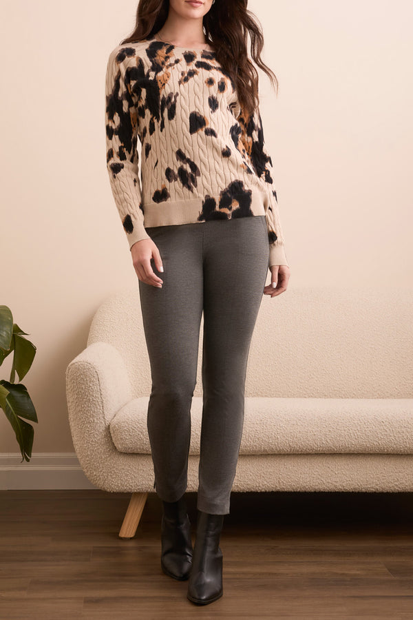 Crew Neck Printed Sweater Sandstone