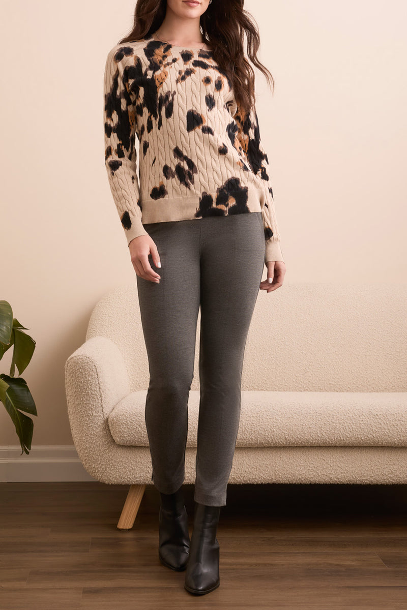 Crew Neck Printed Sweater Sandstone