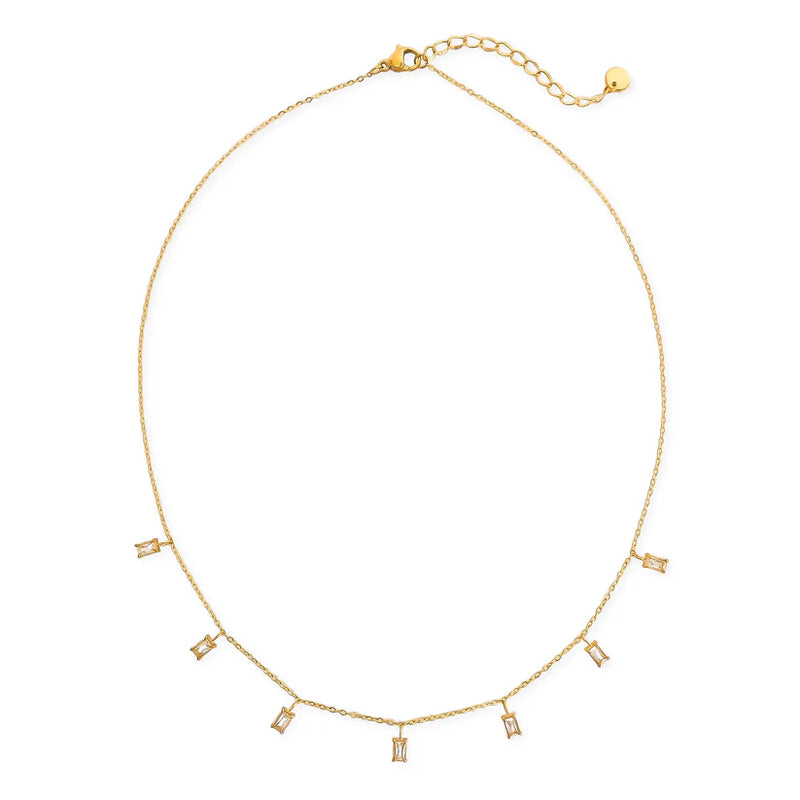 Water Resistant Baguette Stones Necklace