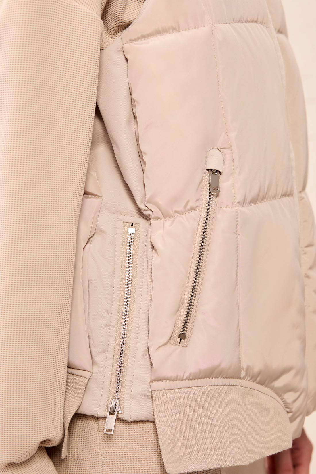 Removable Hood Quilted Puffer Vest Sand Dune