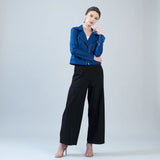 Liquid Leather Zip Cuff Moto Waist Jacket Cobalt Blue