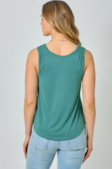 Cupro Modal Smocked Shoulder Tank Emerald