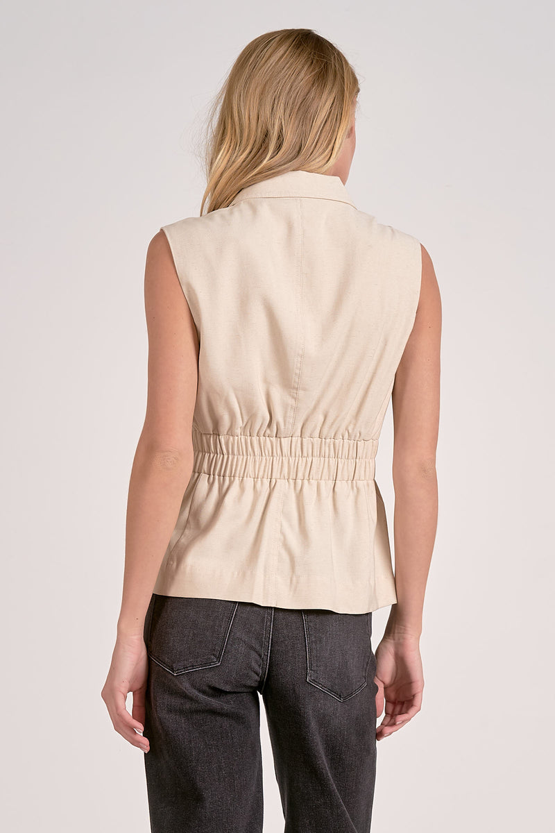 Gathered Waist Vest Top Natural