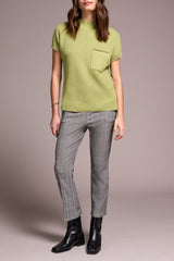 Single Pocket Short Sleeve Dolman Sweater Top Wasabi