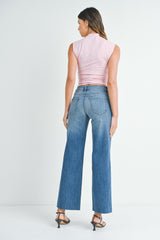 Slim Palazzo Scissor Cut Jeans Medium Denim