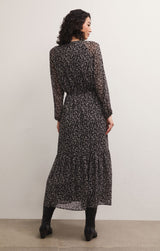 Della Floral Midi Dress Black