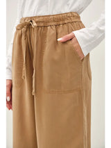 Tencel Wide Leg Cropped Pants Dark Sand
