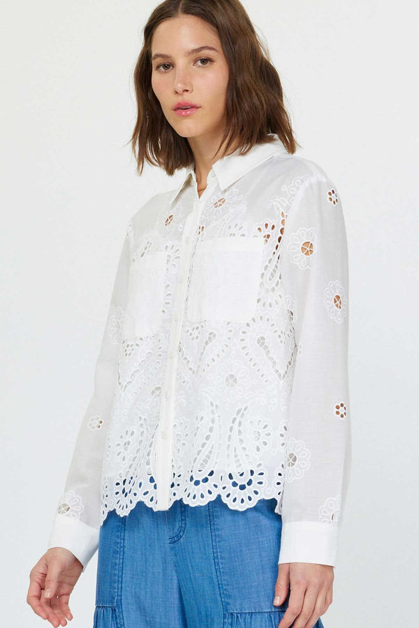 Eyelet Embroidered Shirt White