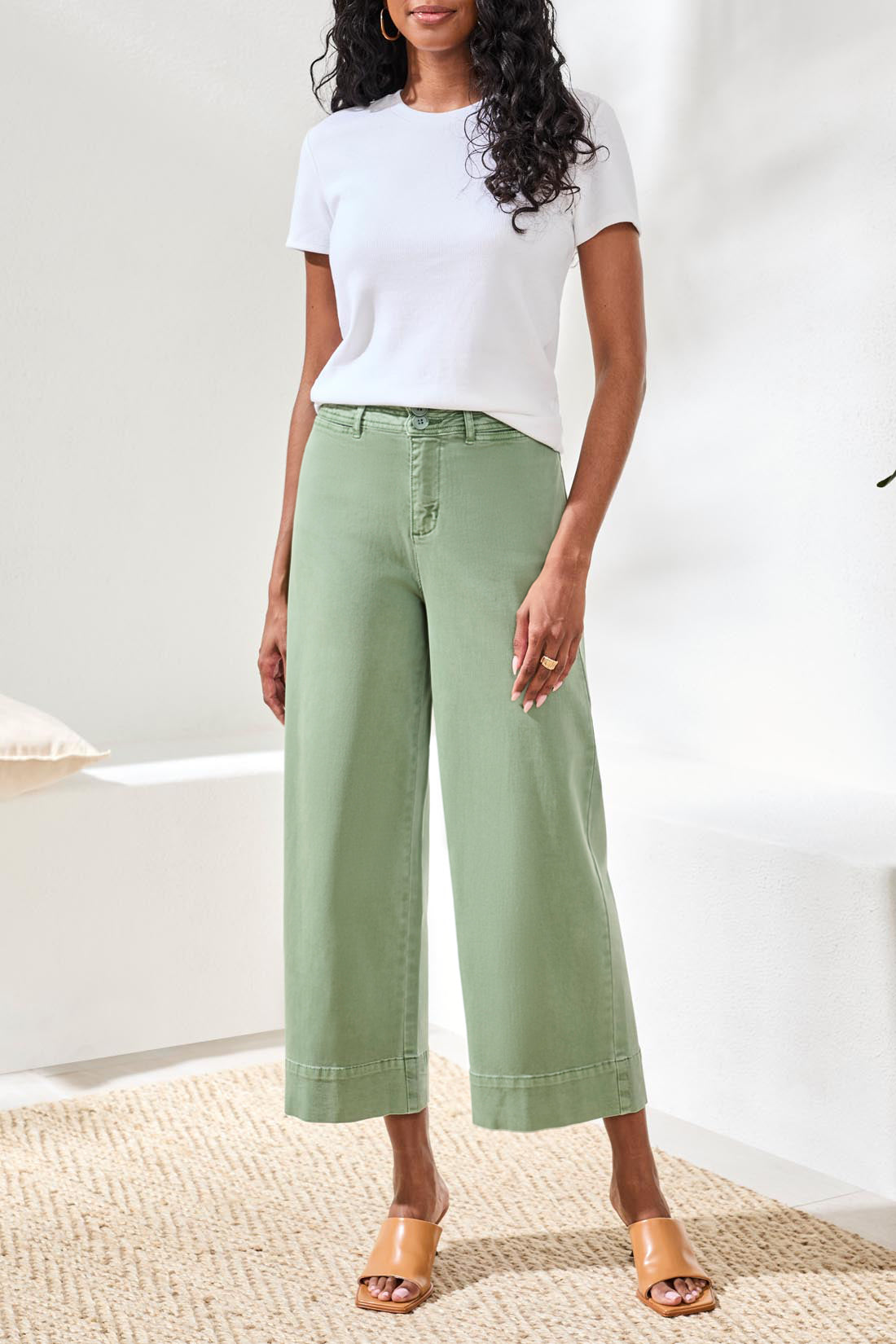 Comfort Stretch High Rise Palazzo Pants Moss