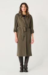 Double Breasted Knit Trench Deep Olive