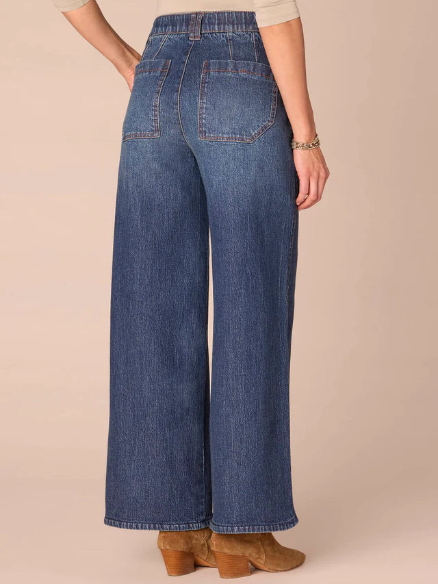 Ab Solution Skyrise Tulip Hem Wide Leg Jeans Blue