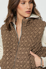 Textured Diamond Quilted Vest Mocha